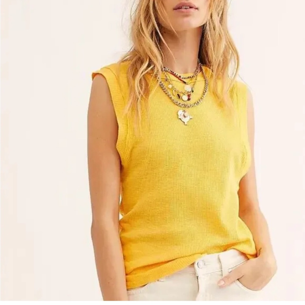 Free People We The Free Vibrant Yellow Tank Top